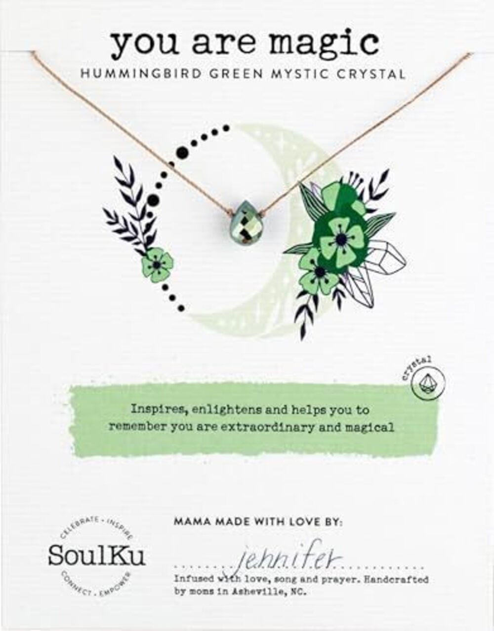 1768 Hummingbird Green Mystic Necklace for You Are Magic - Handmade